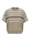 Brunello Cucinelli Lurex Stripes Sweater Sweaters And Cardigans In Multicolor