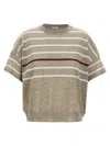 Brunello Cucinelli Lurex Stripes Sweater Sweaters And Cardigans In Multicolor