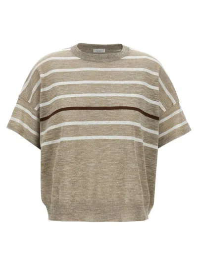 BRUNELLO CUCINELLI BRUNELLO CUCINELLI LUREX STRIPES SWEATER WITH RELAXED FIT