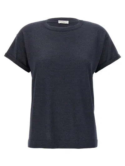 Brunello Cucinelli Faux Layering T-shirt Dark Grey In Gray