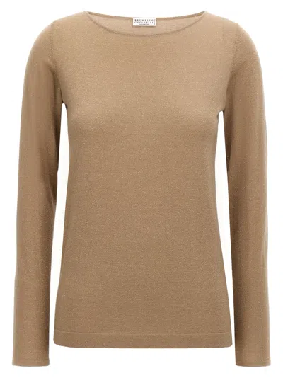 Brunello Cucinelli Lurex Sweater In Beige