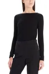 Brunello Cucinelli Fitted Lurex Cashmere Sweater With Classic Round Neckline In Black