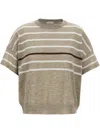 Brunello Cucinelli Lurex Stripes Sweater Sweaters And Cardigans In Neutrals