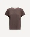Brunello Cucinelli Shimmering Metallic Knit T-shirt In Brown