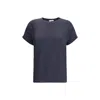 Brunello Cucinelli Shimmering Knit T-shirt Rolled Sleeves