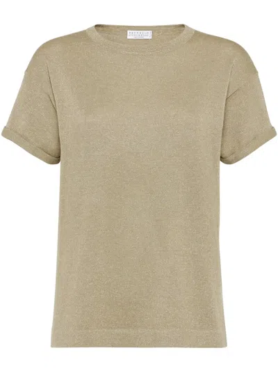 Brunello Cucinelli Lurex T-shirt In Green