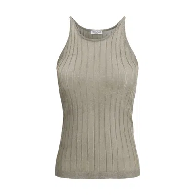 Brunello Cucinelli Lurex Tank Top In Black