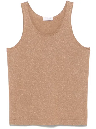 Brunello Cucinelli Lurex Top In Brown