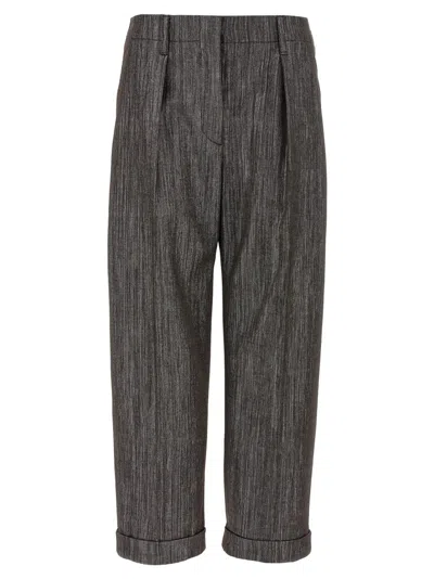 BRUNELLO CUCINELLI BRUNELLO CUCINELLI LUREX TROUSERS WITH STRETCHED PLEAT