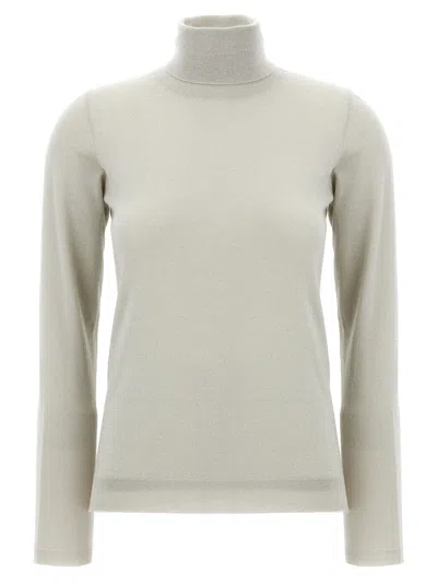 Brunello Cucinelli Lurex Turtleneck Sweater, Cardigans White