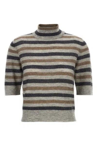 BRUNELLO CUCINELLI LUREX WOOL CROPPED SWEATER