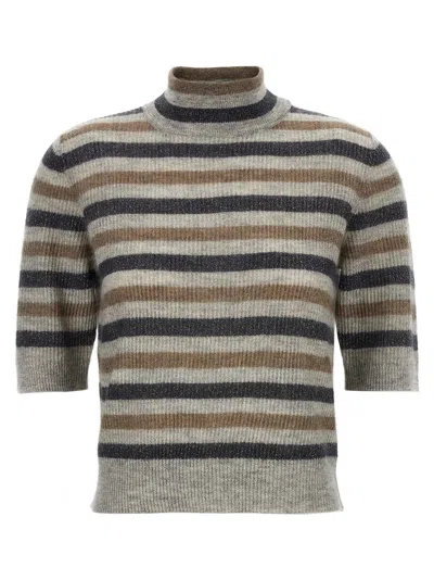 Brunello Cucinelli Lurex Wool Cropped Sweater Sweaters And Cardigans Multicolor