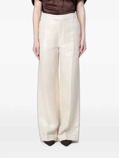 Brunello Cucinelli Lurex-effect Linen Palazzo Pants In Neutral