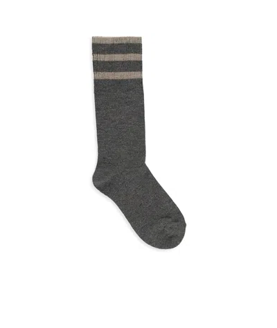 Brunello Cucinelli Luxe Detailed Long Socks In Gray