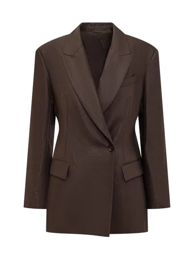 Brunello Cucinelli Luxe Linen Blazer In Brown