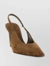 Brunello Cucinelli Luxe Suede Pointed Toe Slingback Pumps In Brown