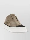 Brunello Cucinelli Luxe Suede Sneakers With Contrast Toe Cap