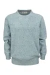 BRUNELLO CUCINELLI LUXURIOUS BLUE CREW-NECK WOOL AND CASHMERE MIX SWEATER FOR MEN