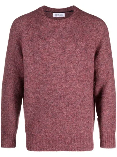 Brunello Cucinelli Versatile Ribbed Crew Neck Knit In Pink
