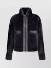 Brunello Cucinelli Grey Shearling Jacket With Two Front Welt Pockets With Zip In Black
