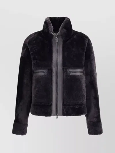 BRUNELLO CUCINELLI LUXURIOUS FAUX FUR HIGH COLLAR JACKET