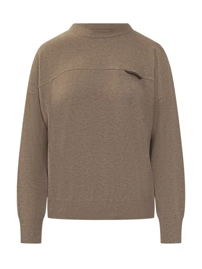 Brunello Cucinelli Luxurious Knit Wool Sweater In Brown