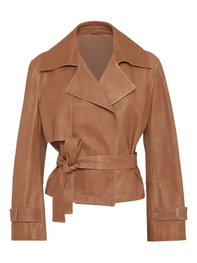 Brunello Cucinelli Luxurious Leather Jacket In Brown