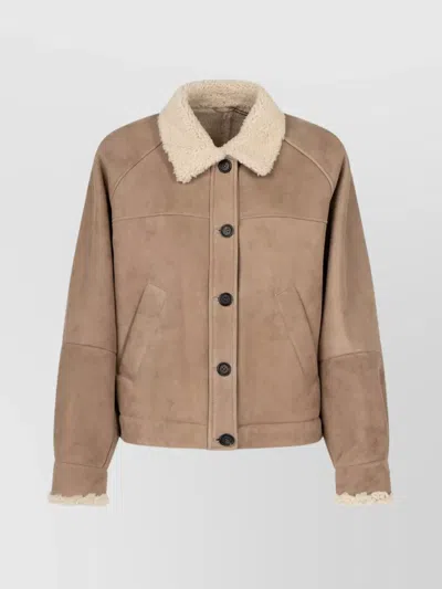 BRUNELLO CUCINELLI LUXURIOUS SHEARLING PANELLED JACKET