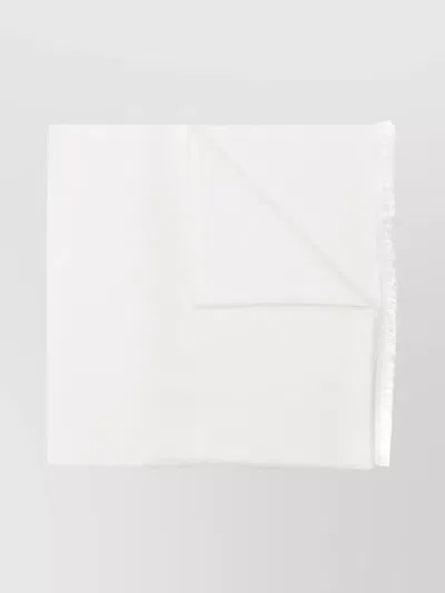 Brunello Cucinelli Luxurious Soft Fringed Edge Scarf Accessory In White