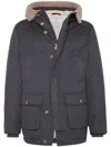Brunello Cucinelli Hooded Long Length Warm Fabric Front Pockets In Blue