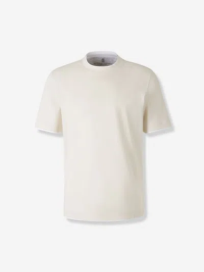 Brunello Cucinelli Ribbed-trim Cotton T-shirt In White
