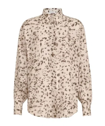 Brunello Cucinelli Lynx-print Monili-embellished Shirt In Animal Print