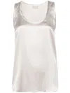 Brunello Cucinelli Silk Satin Tank Top In Beige