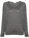 Brunello Cucinelli Women's V-neck Jumper Sweater In Gray