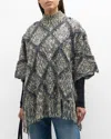 Brunello Cucinelli Macro Argyle Wool Couture Poncho In Multi