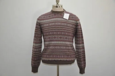 Pre-owned Brunello Cucinelli Made In Italy 100% Cashmere Fair Isle Crewneck Sweater In Multicolor
