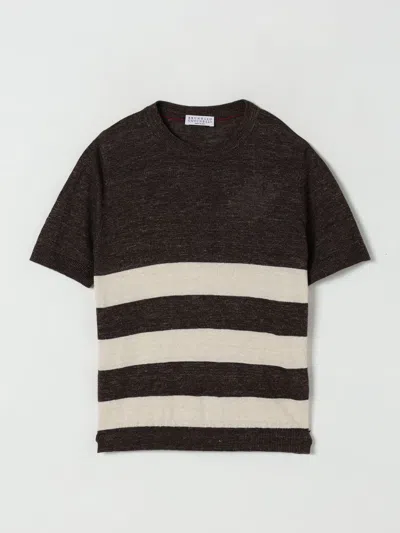 Brunello Cucinelli Kids' Maglia A Righe  In Cotone