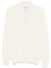 Brunello Cucinelli Cashmere Sweater With Half Zip Clothing In Neutral
