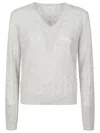 Brunello Cucinelli Light Grey Cable Knit Sweater In Neutral