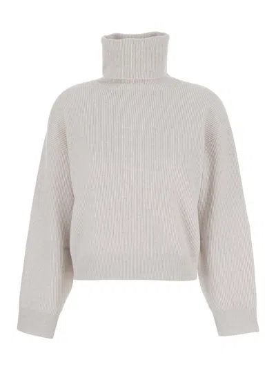 BRUNELLO CUCINELLI BEIGE TURTLENECK KNIT SWEATER IN CASHMERE WOMAN