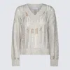 Brunello Cucinelli Sequin Embellished Jumper In Grigio Perla+quarzo+ghiaia