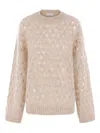 Brunello Cucinelli Sequin-embellished Knitted Jumper In Nude
