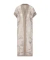 Brunello Cucinelli Magnolia-embroidered Long Cardigan In Gray