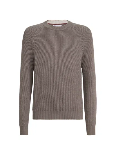 Brunello Cucinelli English Rib Knit Sweater In Brown