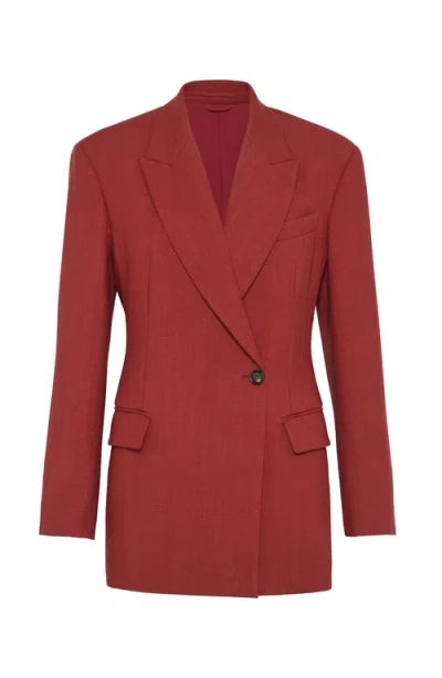 Brunello Cucinelli Red Single-breasted Wool Blazer