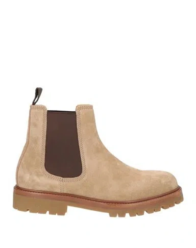 Brunello Cucinelli Man Ankle Boots Camel Size 8 Leather In Brown