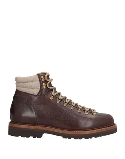 Brunello Cucinelli Man Ankle Boots Chocolate Brown Size 10 Leather