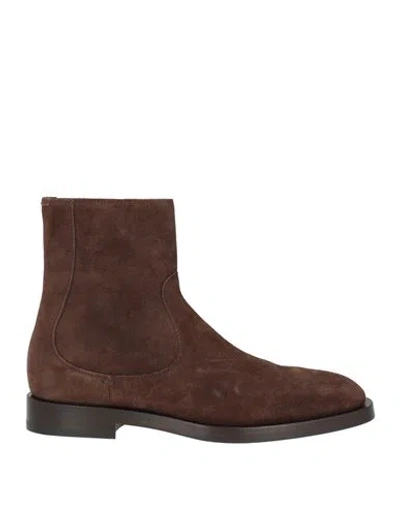 Brunello Cucinelli Man Ankle Boots Dark Brown Size 10 Leather In Multi