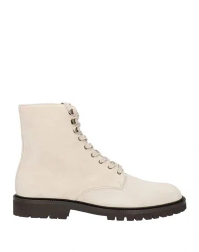 Brunello Cucinelli Man Ankle Boots Light Grey Size 12 Leather In White