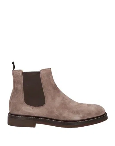 Brunello Cucinelli Man Ankle Boots Taupe Size 11 Leather In Multi